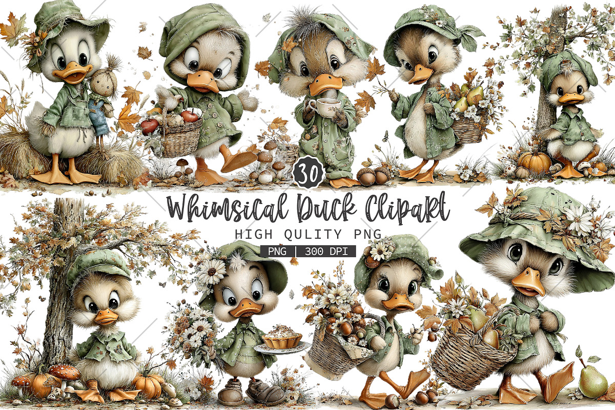 Whimsical Duck Clipart Bundle, a Seasonal Illustration by OK Design (Photo 1 of 6)