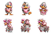 Watercolor Valentine Animals Clipart, an Illustration by SinaCreation (Thumbnail 4 of 11)