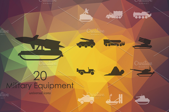 Set Of Military Equipment Icons