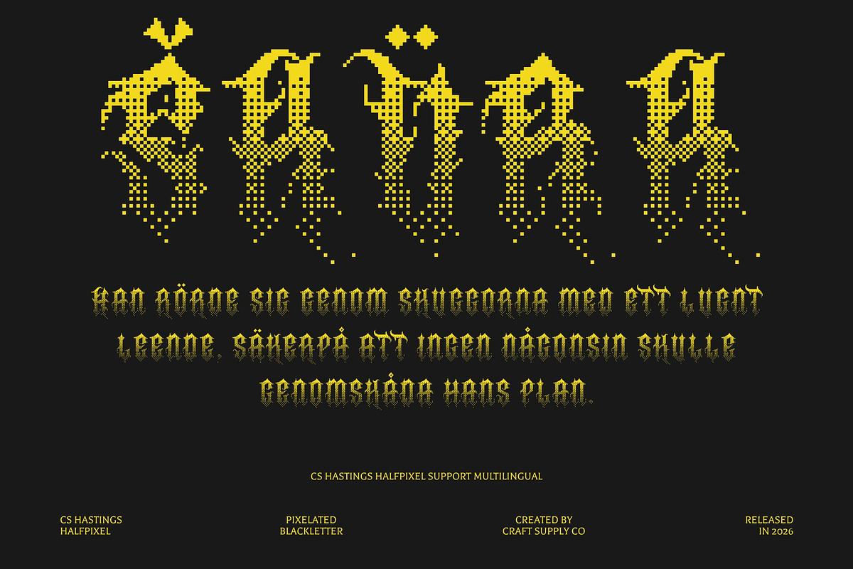 CS Hastings Halfpixel, a Blackletter Font by Craft Supply Co. (Photo 7 of 8)
