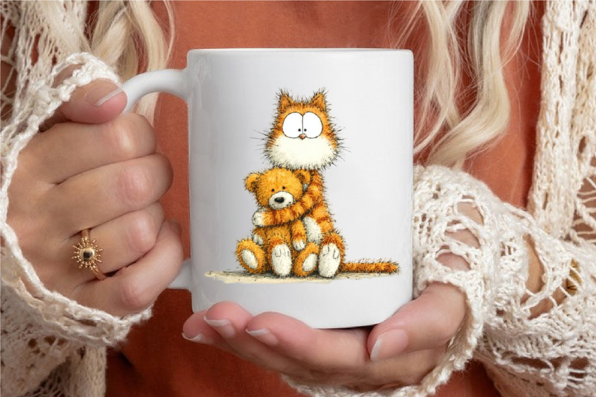 Whimsical Funny Fluffy Cat Clipart, a Seasonal Illustration by designcity5 (Photo 5 of 5)