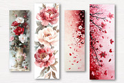 Red Pink Flower Printable Bookmarks, an Illustration by Watercolor design (Thumbnail 2 of 4)