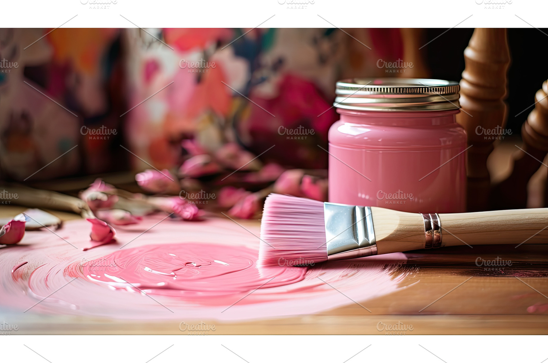 wooden pink brush ai generated, a Background Photo by pikepicture