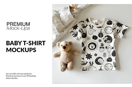 Baby T-Shirt Mockups - 4 PSDs, an Apparel Mockup by mock-ups