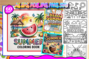 Hello Summer Bold & Easy Coloring, a Seasonal Illustration by Design Home