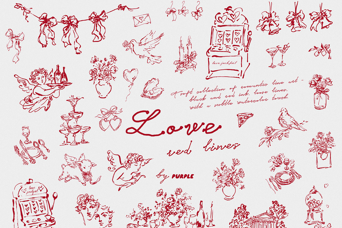 Love: Romantic Line Art, a Decorative Illustration by Purple (Photo 12 of 14)