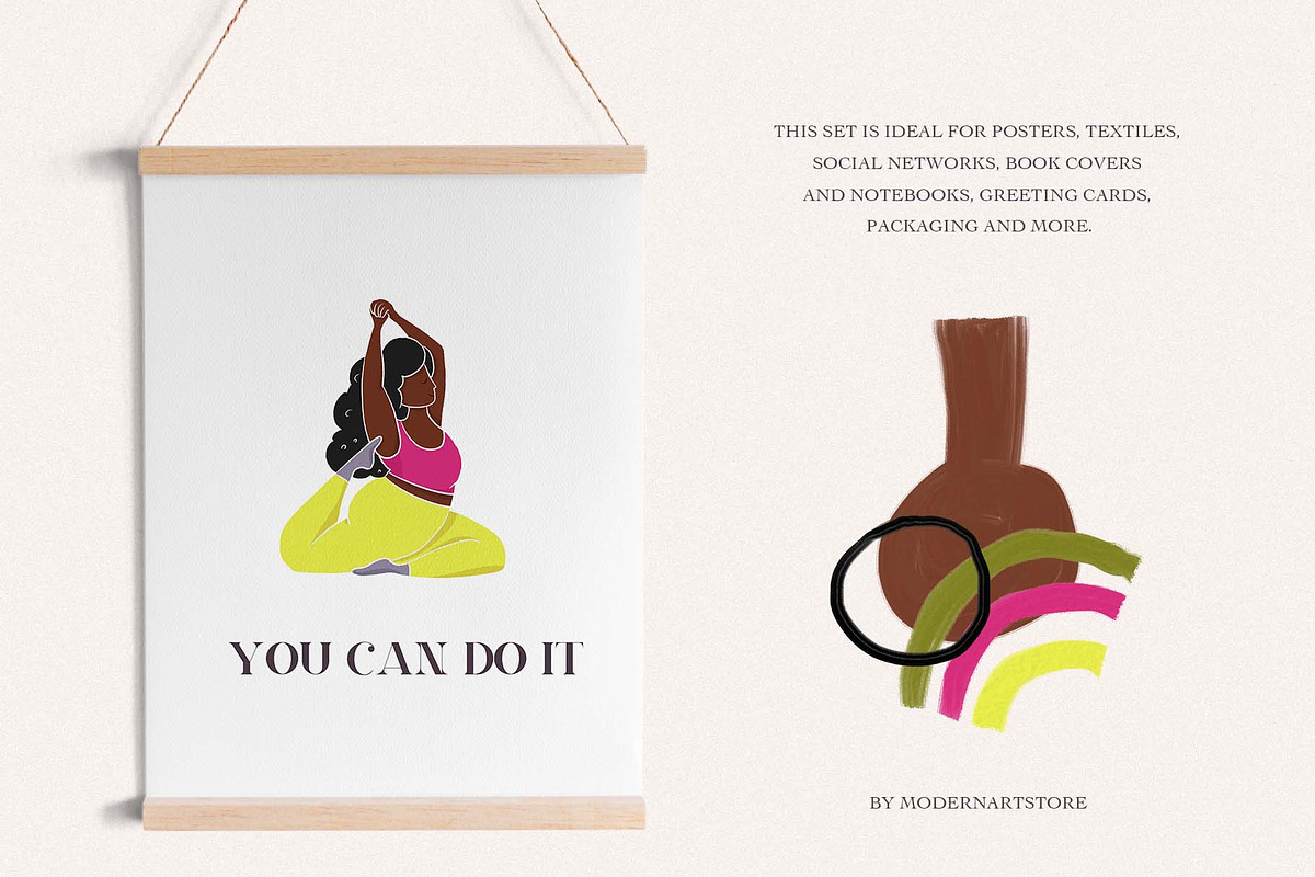 Yoga girls. Modern clipart, a Person Illustration by Spark Studio Brushes (Photo 2 of 5)