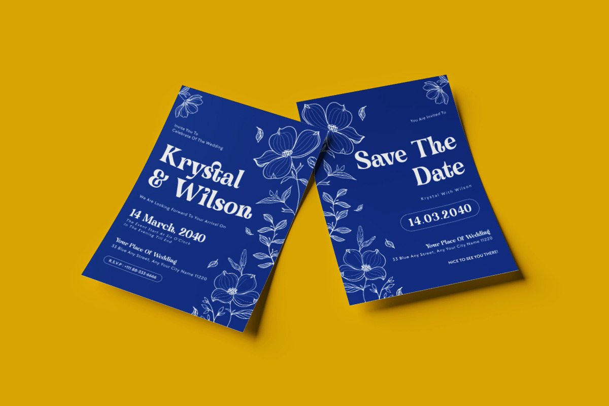 Blue Modern Wedding Invitation, an Invitation Template by dokudokunomi (Photo 3 of 4)