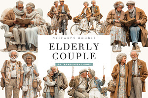 Elderly Couple Clipart Bundle, a Person Illustration by BusyDaydesign