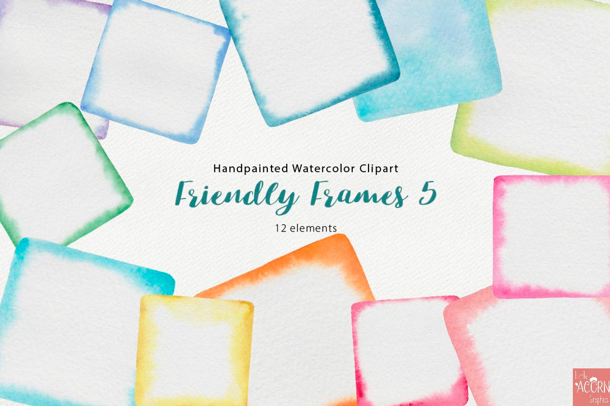 Watercolor Friendly Frames Bundle, an Object Graphic by LittleAcornGraphics (Photo 8 of 10)
