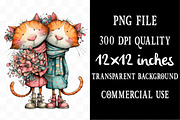 Whimsical Valentine Cat Couple, an Illustration by Designking (Thumbnail 4 of 5)