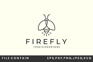 firefly with line art logo vector
