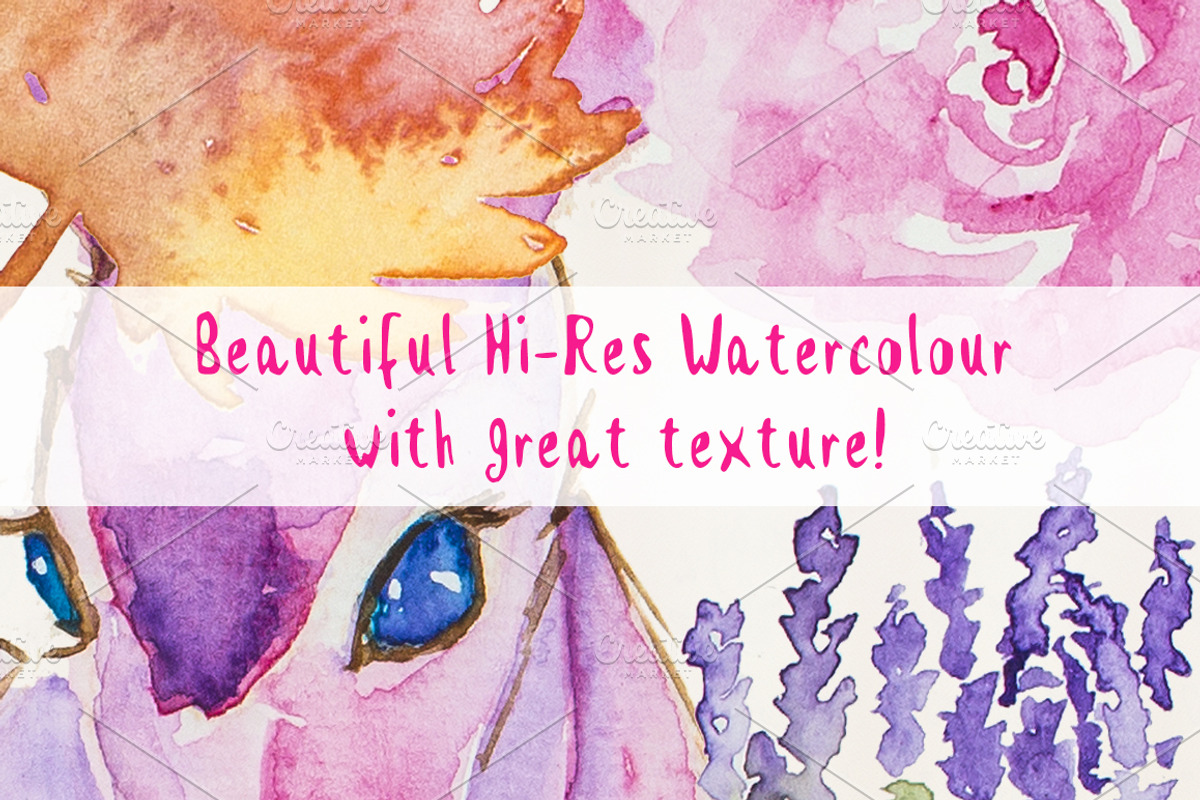 Watercolor Animal and Flowers Bundle, an Animal Illustration by Violet LeBeaux (Photo 3 of 5)