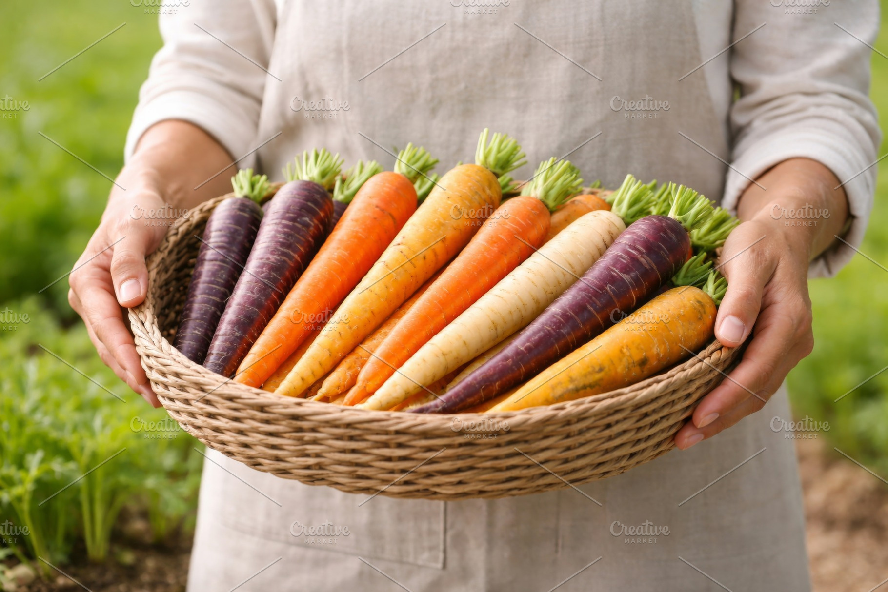 Rainbow carrots in variety of colors, a Photo by Dvoevnore photos