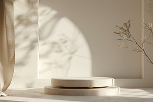 Minimalist Product Podium in beige, a Background Photo by Virgo Studio