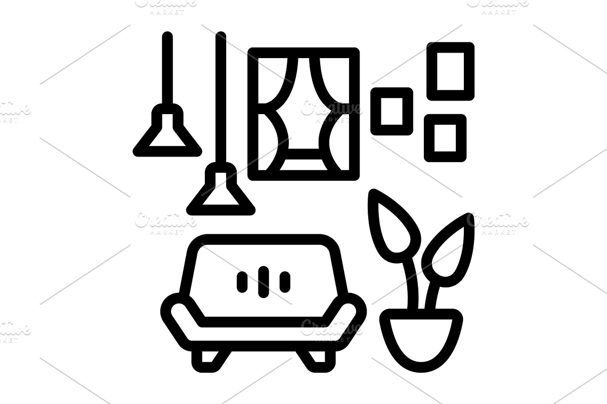 Room apartment black icon, an Outline Icon by Creative priyanka