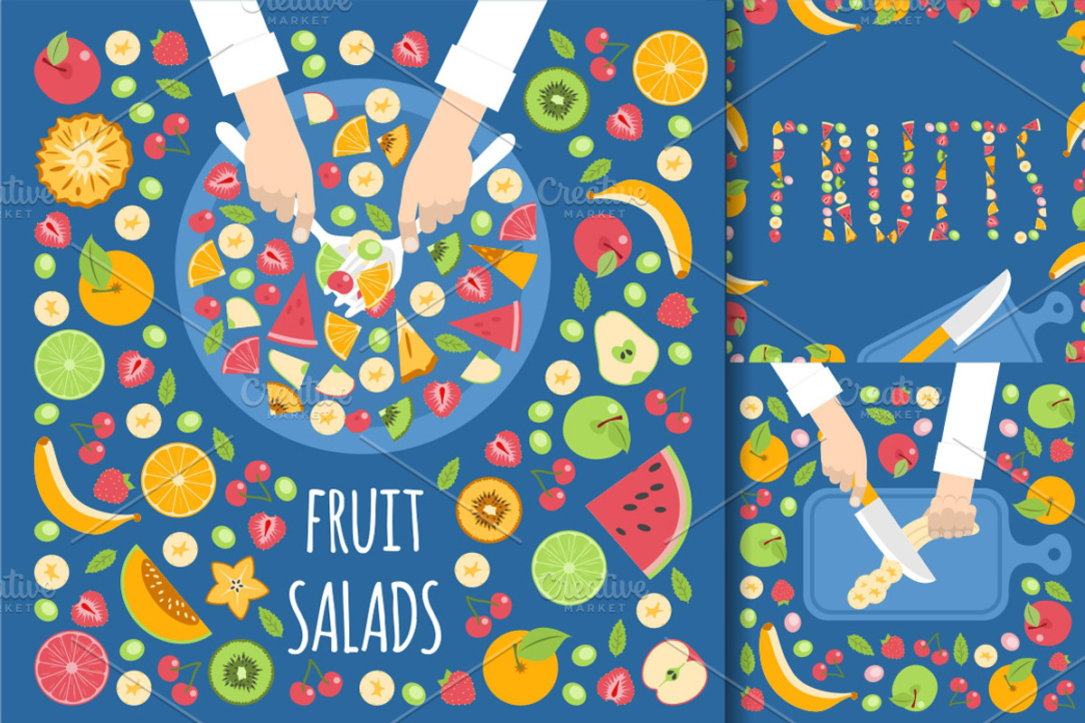 Flat Fruits Salad, a Food Illustration by Rosa Puchalt (Photo 2 of 2)