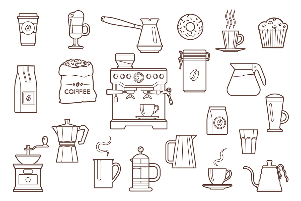 Coffee icon set, an Outline Icon by valeri_si (Photo 2 of 2)