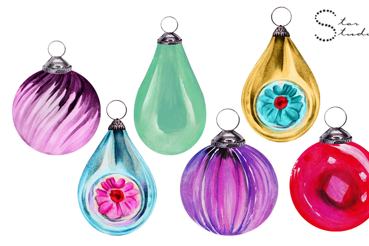 Vintage Christmas Ornaments 2 pack, an Illustration by Dana Designs (Photo 4 of 4)