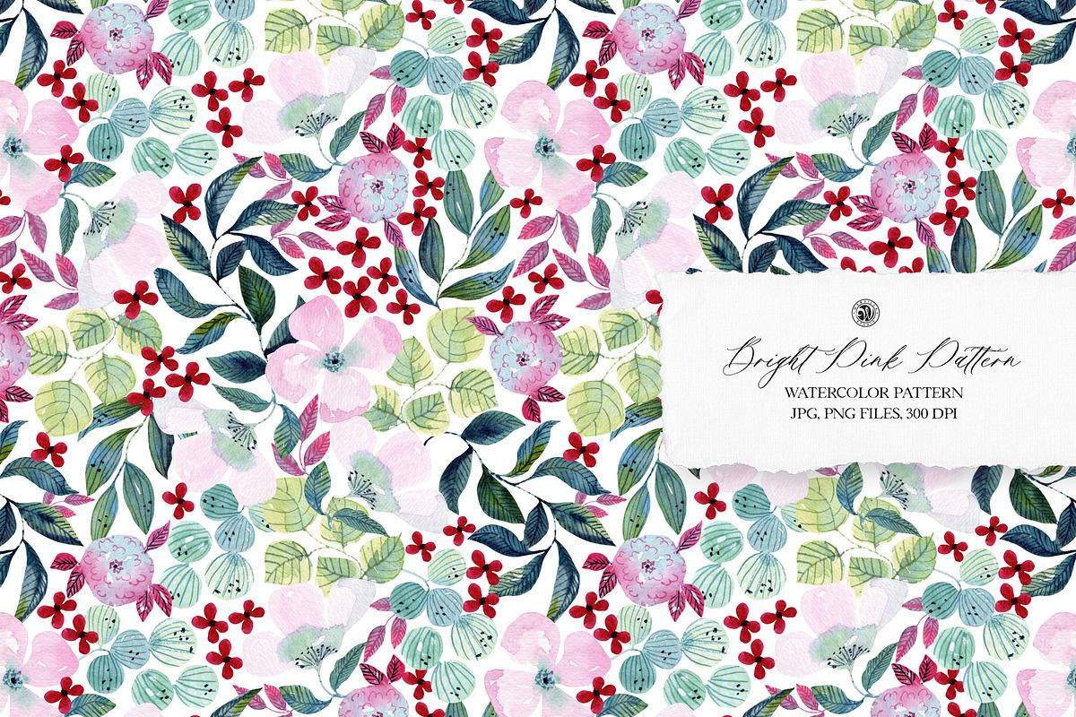 Bright Pink Watercolor Pattern, a Pattern Graphic by Webvilla Studio (Photo 1 of 5)