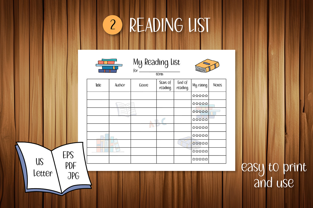 Reading Journal Print Templates, a Stationery Template by AnnaViolet_store (Photo 3 of 6)