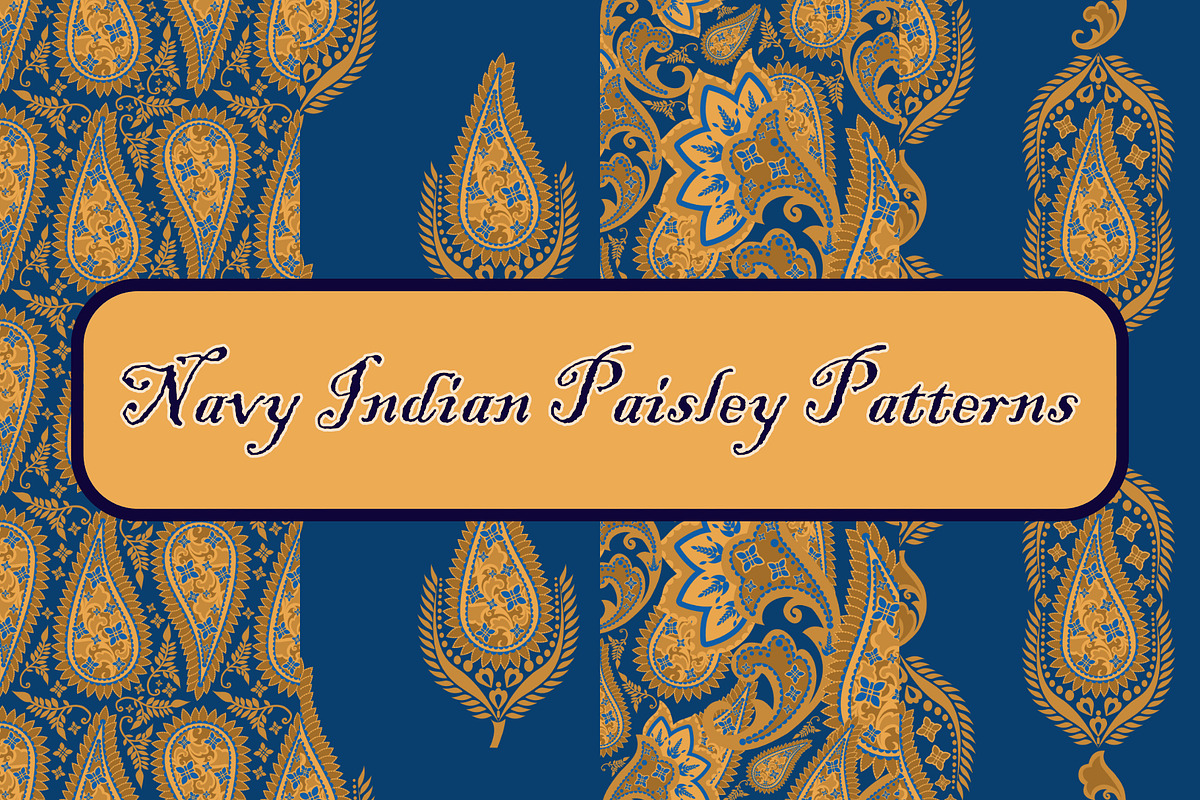 Navy Indian Paisley patterns, a Pattern Graphic by ThaiByGaew (Photo 1 of 3)