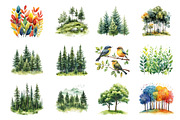 Watercolor Green Forest Clipart, an Illustration by Dream Creation (Thumbnail 4 of 8)