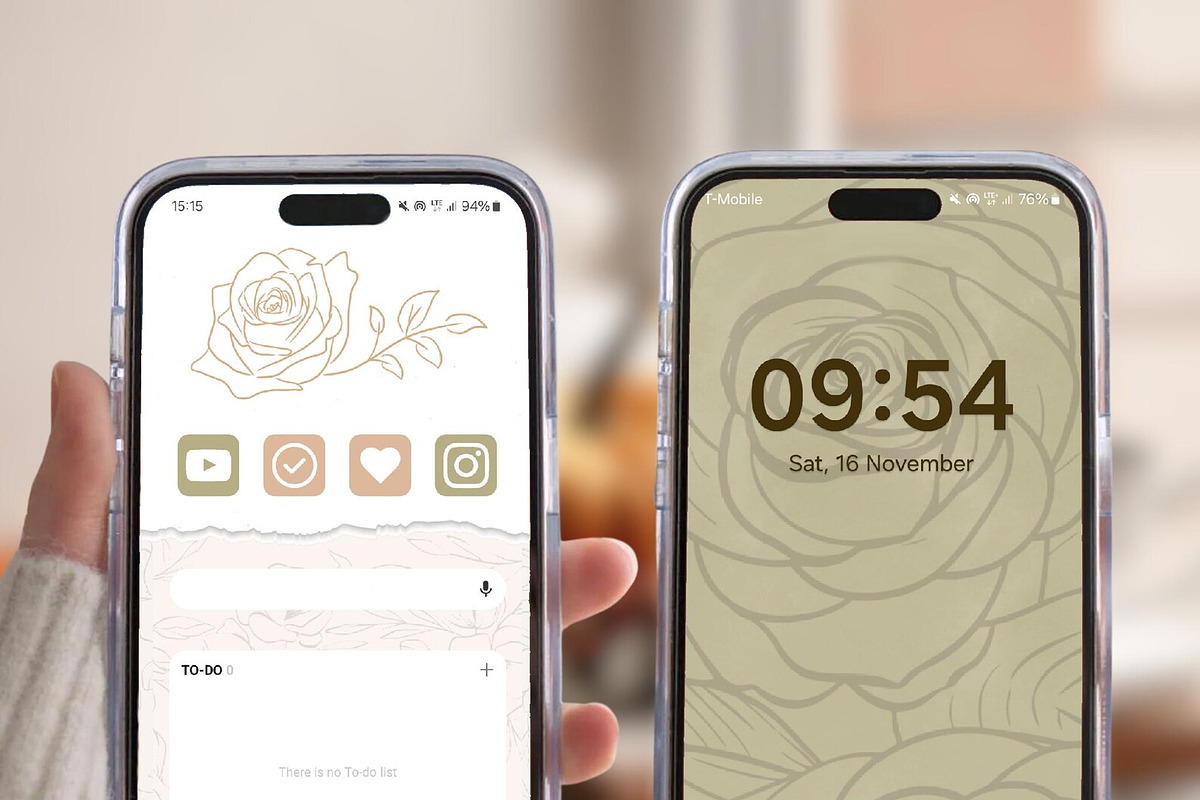 Rose iOS Wallpaper Icon Pack, a Background Graphic by BeeRubby (Photo 6 of 9)
