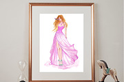 Watercolor Barbie Pink princess, a Person Illustration by tranyenhanu (Thumbnail 2 of 3)