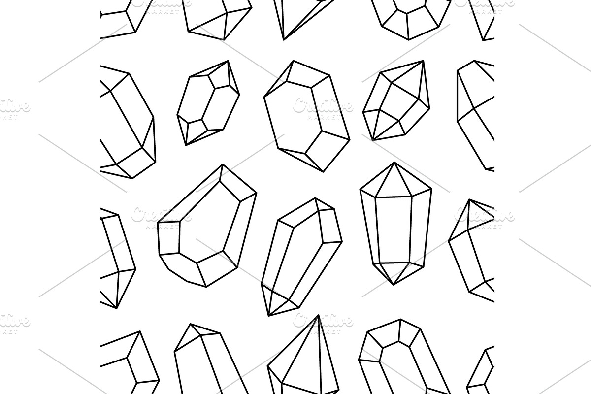 Mystical gems outline pattern, an Object Illustration by GraphiShop