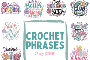Crochet Quotes PNG Bundle, a Seasonal Illustration by Tanya Kart