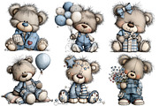 Denim Bears Clipart, an Illustration by Pixels.Craft (Thumbnail 5 of 5)