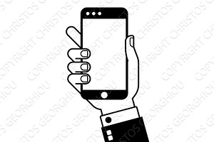 Hand Holding Mobile Phone Screen, a Technology Illustration by Christos Georghiou