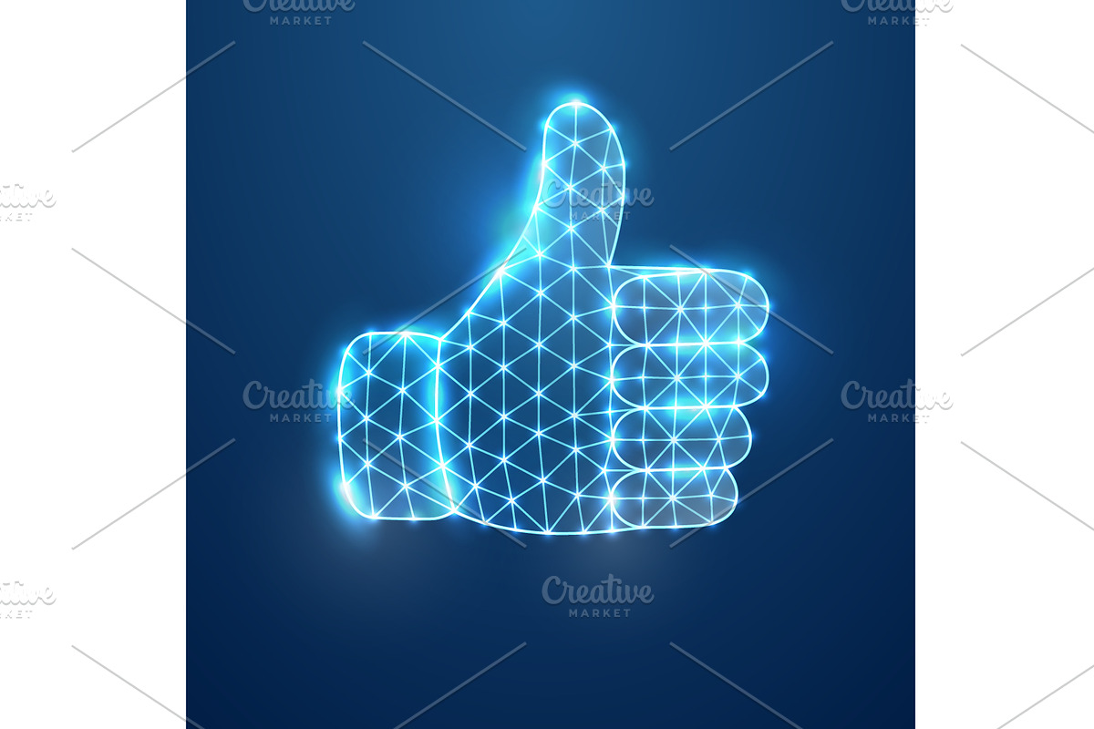 Futuristic thumbs up hand gesture in, a Technology Illustration by GraphiShop