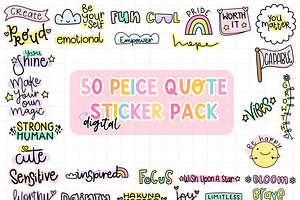 50 Quote Sticker Pack Goodnotes