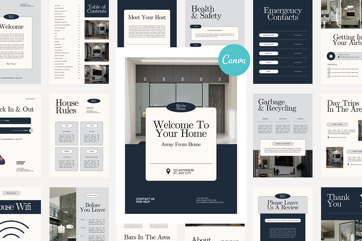Airbnb Welcome Book Canva Template, a Stationery Template by Anna Design Studio (Photo 1 of 10)