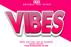 Vibes 3d Editable Text Vector Effect