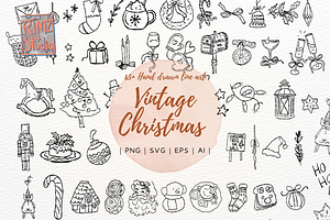Vintage Christmas Doodle SVG bundle