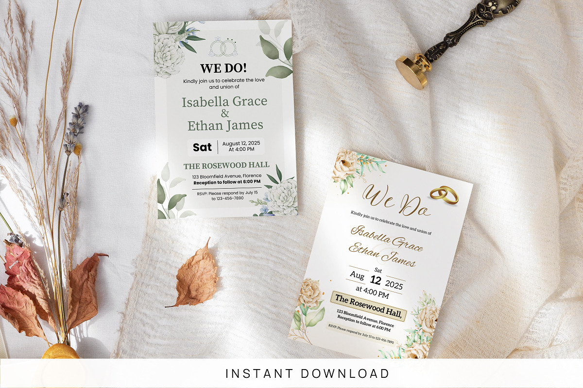 Creamy Rose Wedding Invitation Temp, an Invitation Template by Snapybiz (Photo 1 of 9)