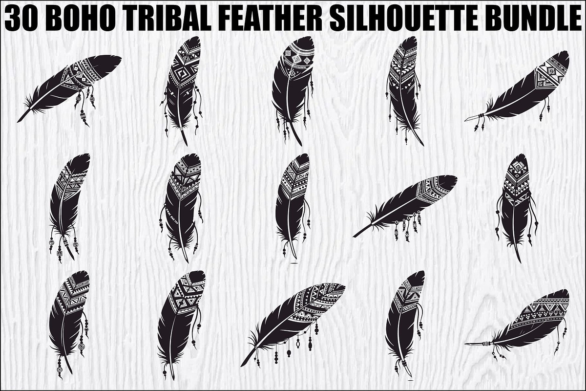 Boho Tribal Feather Bundle, an Illustration by Designs_River (Photo 1 of 31)