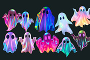 50 Holographic Ghosts Halloween PNG, an Object Graphic by UniqueMe (Thumbnail 2 of 4)