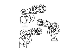 business look telescope vector, a Person Illustration by pikepicture