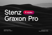 Stenz Graxon Pro Family Font, a Sans Serif Font by UICreative (Thumbnail 1 of 13)