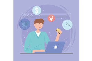 ecommerce shopping digital, a Person Illustration by studiogstock