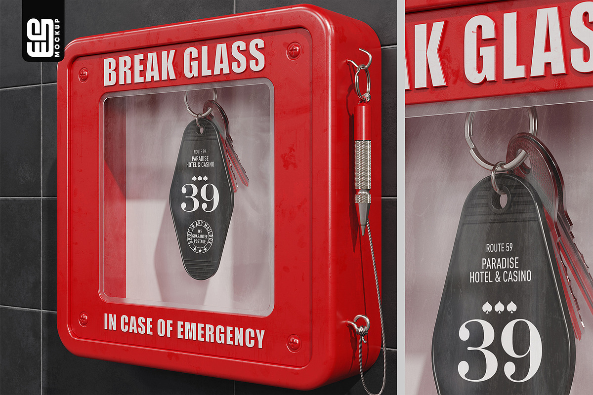 Keychain in Emergency Box Mockup, an Advertising Mockup by SD Mockup (Photo 2 of 4)