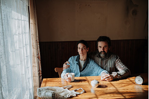 Portrait of poor mature couple, a Person Photo by HalfPoint