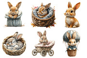 Hand-painted Bunny Nursery Clipart, an Illustration by SinaCreation (Thumbnail 3 of 4)
