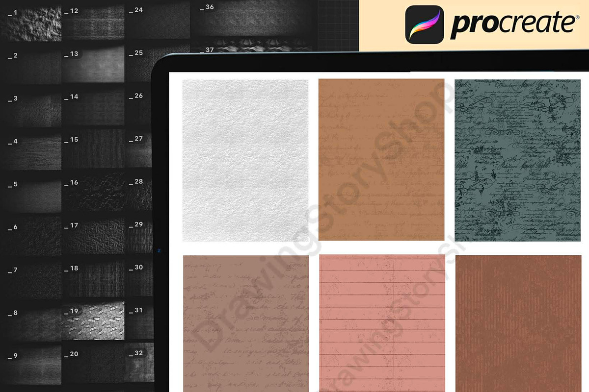 100 Procreate Paper Texture Brushes, a Brush Add-On by DrawingStoryShop (Photo 6 of 6)