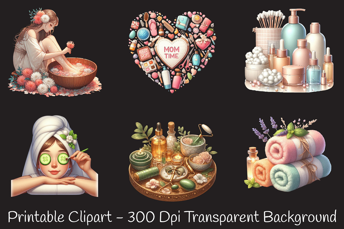 Spa Mothers Day Watercolor Cliparts, an Illustration by RobertsArt (Photo 4 of 7)