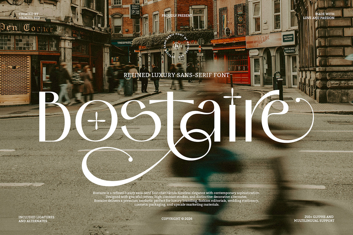 Bostaire Luxury Sans Serif Font, a Sans Serif Font by Heinzel Std (Photo 1 of 15)